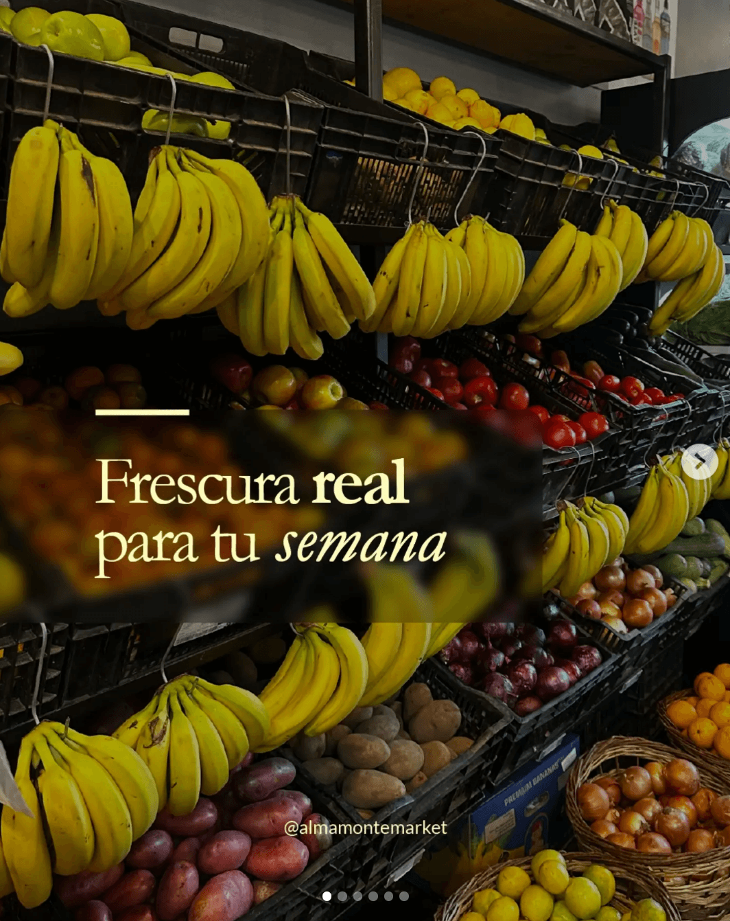Frescura real para tu semana — frutas y verduras de Alma Montemarket.